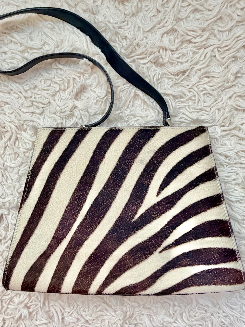 🦓 Adrienne Vittadini Zebra-Print Calf Hair Bag in Brown & White